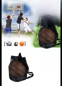 Waterproof Oxford cloth basketball backpack detail showing 23x23x31cm size and mesh design