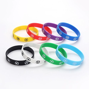 Set of 8 colorful silicone football wristbands featuring soccer patterns for sports fans