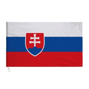 Slovakia National Flag Durable Polyester Banner With Coat Of Arms For European Cup World Cup Outdoor Indoor Sports Event Decoration