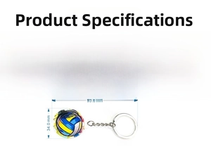 Spécifications de taille détaillées du porte-clés de volley-ball en acrylique et métal