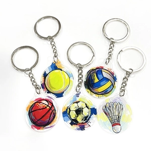 Lot de porte-clés sport en acrylique avec basket-ball, tennis, football et volley-ball