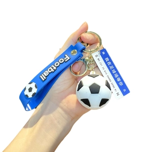 Soccer keychain with blue football wristband and acrylic road sign pendant decoration