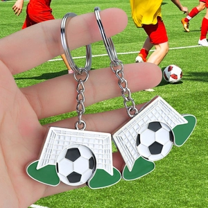 Soccer Goal Keychain Zinc Alloy Sport Fan Souvenir Token Buckle Key Ring Football Theme Gift