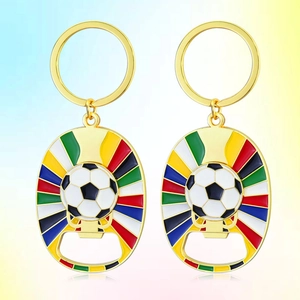 Golden football keychain with multifunctional bottle opener design for sports fans