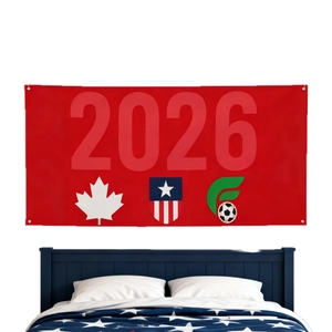 2026 World Cup commemorative 120x180cm red flag banner for indoor wall decoration