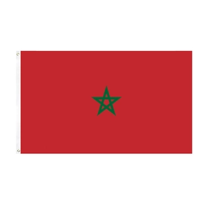 Morocco national flag for fans with green star on red background and pole sleeve