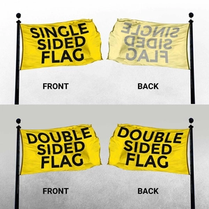 Vibrant yellow sports event flag with single and double-sided printing options