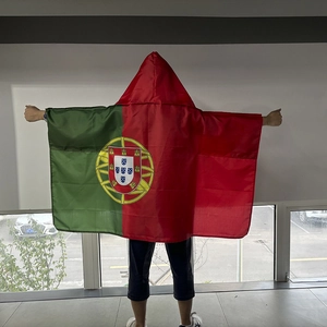 Portugal flag fan cape with hood and national emblem for 2026 sports events