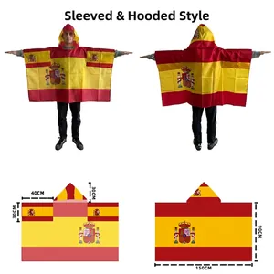 Spanish national flag hooded body flag cape for sports fans measuring 90x150cm