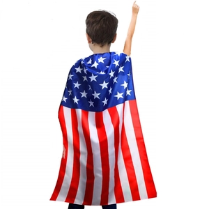 USA Flag Cloak Cape For Kids Polyester Stars And Stripes For Independence Day Sporting Events Celebration