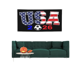 2x4 Ft USA 2026 World Cup soccer banner with flag design for outdoor decorative use
