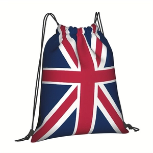 Union Jack drawstring gym bag made of durable polyester for sports and travel use