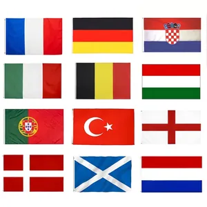 National Flag Banner Polyester Fabric Double Stitched Edges Brass Grommets UV Fade Resistant Fans Outdoor Vivid Colors