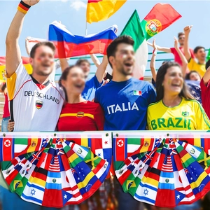 Pleated bunting fan flags featuring multi-country flags for world sports event decoration