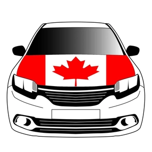Elastic Canada flag car hood cover for 2026 World Cup featuring a red maple leaf design