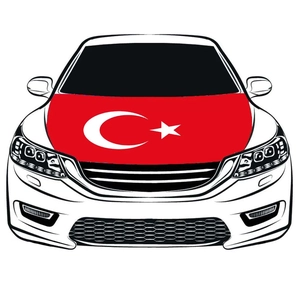 Elastic car hood cover with Turkey flag design for football fans and vehicle decoration
