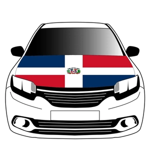 Elastic Dominican Republic flag car hood cover protector for 2026 World Cup fans