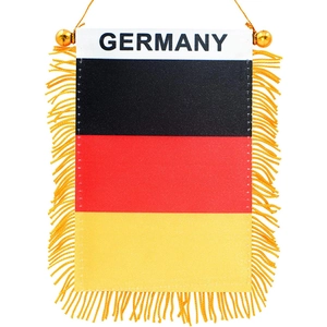 German flag banner with gold tassels and Germany text for soccer fan support events