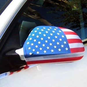 Elastic car rearview mirror covers featuring the classic USA flag stars and stripes pattern