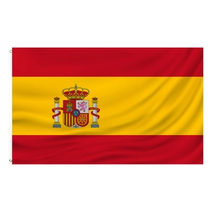 3x5ft Spain national flag made of durable polyester with coat of arms and two brass grommets