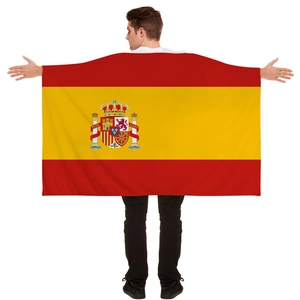 Large Spain national soccer flag with coat of arms for World Cup fans celebration