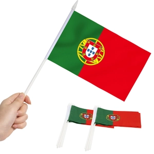 Drapeau du Portugal à main avec mât blanc pour les supporters de la Coupe du monde 2026