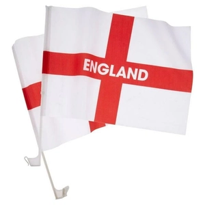 Set of two England car window flags with St. George's Cross and England text logo