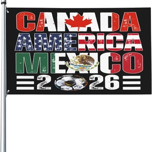 2026 World Cup flag for Canada USA Mexico fans with metal grommets on white background