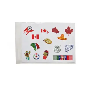 Detail von temporären Tattoos zur WM 2026 mit Kanada- und Mexiko-Flaggenmotiven