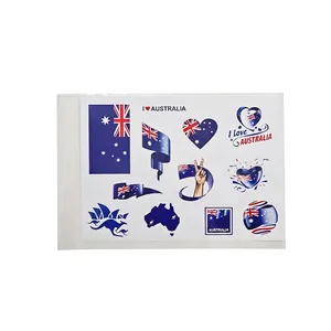 Wasserfeste Australien-Flaggen-Tattoos Set mit Känguru- und Sydney-Opernhaus-Motiven