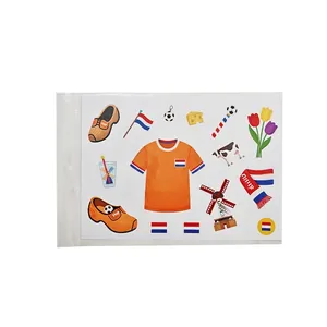 Niederländische Flagge Tattoo Sticker Set mit Holzschuhen und Windmühlen für Fans