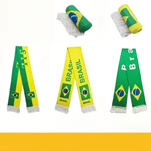 Brazil Fan Scarf Soccer Stadium Cheering Accessories With Tassels Polyester Football Supporter Gear Sports Theme