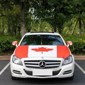 Car engine hood cover and mirror caps set featuring Canada national flag leaf design
