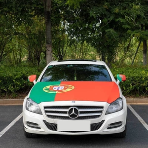 Car engine hood cover and side mirror flags with Portugal national flag design on car