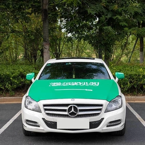 Saudi Arabia flag car hood cover and side mirror caps set on a Mercedes-Benz sedan