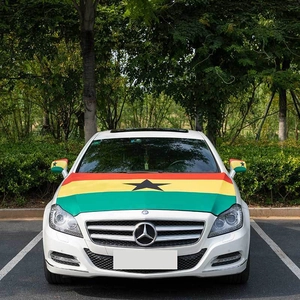 Ghana flag car hood cover and rearview mirror protector set on a white vehicle