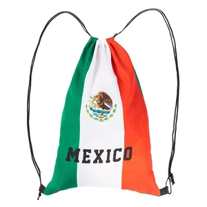 Mexico flag drawstring backpack with national emblem and MEXICO text for soccer fans