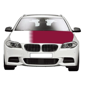 Qatar flag car hood cover with white and maroon serrated pattern for automobile decor