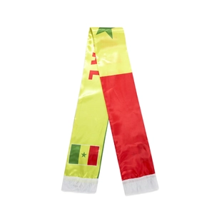 Detailed view of Senegal national football scarf with vibrant colors and white tassels