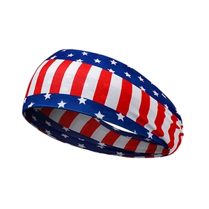 Detail of high-elastic breathable sports headband with American flag stars and stripes