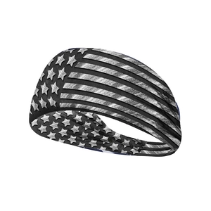 Close-up of high-elasticity sports headband with US flag star and stripe pattern