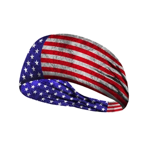 Distressed American flag star pattern elastic sports headband for running and yoga