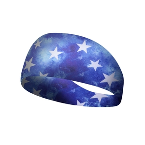 Detailed texture of stars pattern on elastic navy blue yoga sports headband