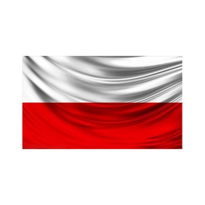 Close-up of a 3x5ft Poland flag made of silky polyester with smooth wave texture