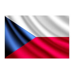 Detail of Czech Republic flag in polyester fabric with realistic waving texture effects
