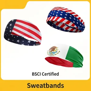 Sport Headband High Elastic Sweat Wicking Hair Band For Running Yoga Fitness Unisex National Flag Pattern Stars Stripes