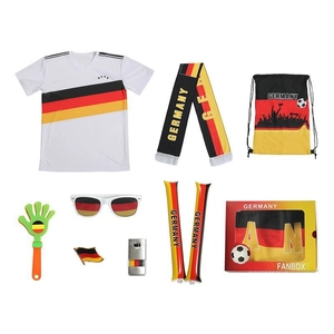Set de supporter allemand 8 pièces avec maillot, écharpe, sac et accessoires de fête