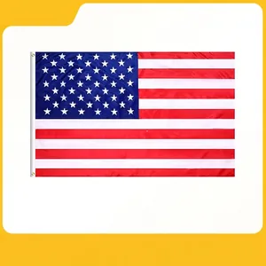 USA Flag Polyester American Stars And Stripes Vivid Color Fade Resistant Brass Grommets Indoor Outdoor Decoration Fan