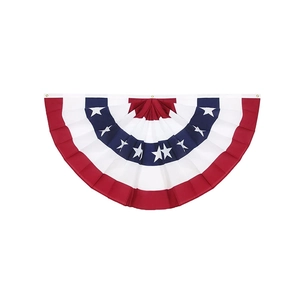 US patriotic pleated fan flag with stars and stripes pattern for wall decoration.
