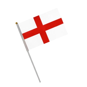 Détail du drapeau à main de l'Angleterre avec croix de Saint-Georges et pointe dorée